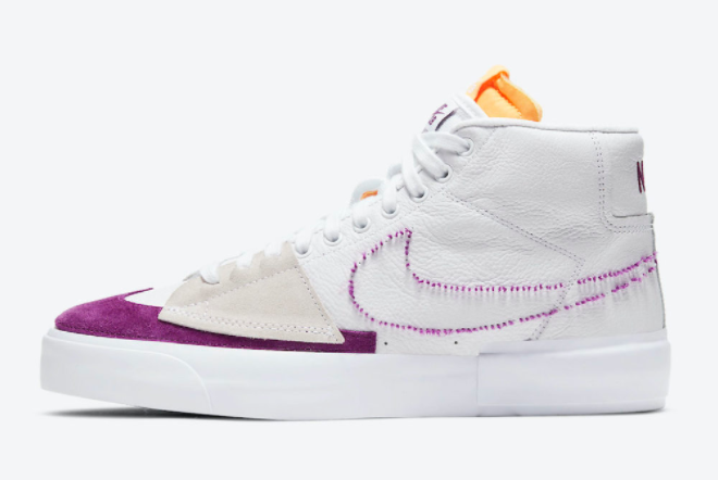 Nike SB Blazer Mid Edge White/Purple-Gold DA2189-100 2021 New Arrival