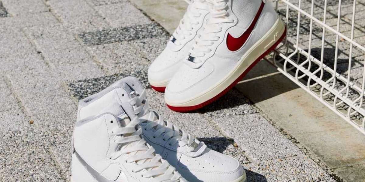 These two pairs of Nike Air Force 1 Strapless Summit DC3590-100/ "Light Smoke Grey" DC3590-101 "Vibe Wind
