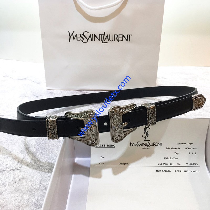 Saint Laurent Bri Bri Waist Belt In Smooth Leather Black