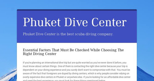 Phuket Dive Center | Smore Newsletters