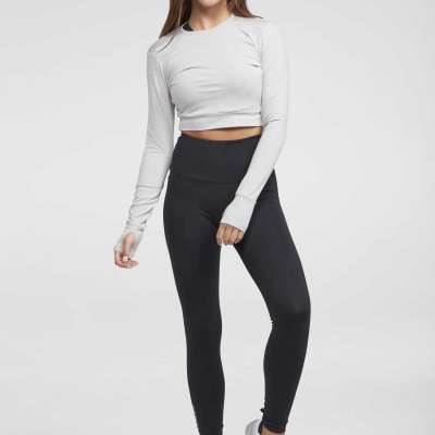 Easy Grey Breezy Long Sleeve Crop Top Profile Picture