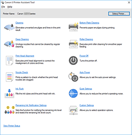 Canon IJ Printer Assistant Tool- Opening the Maintenance Tool