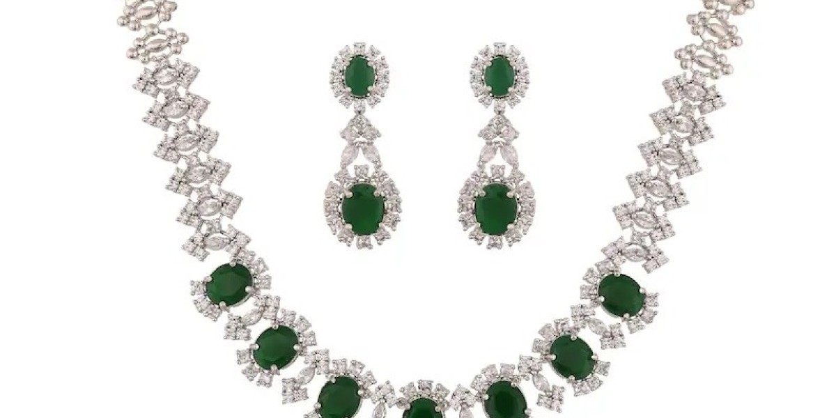 Emerald Necklace Zircon American Diamond Necklace Set