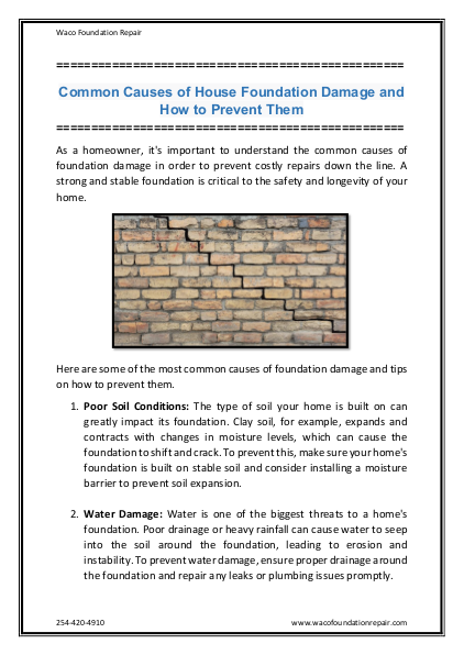 Common Causes of House Foundation Damage and How to Prevent Them | edocr