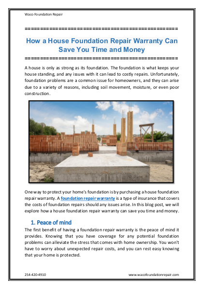 How a House Foundation Repair Warranty Can Save You Time and Money | edocr