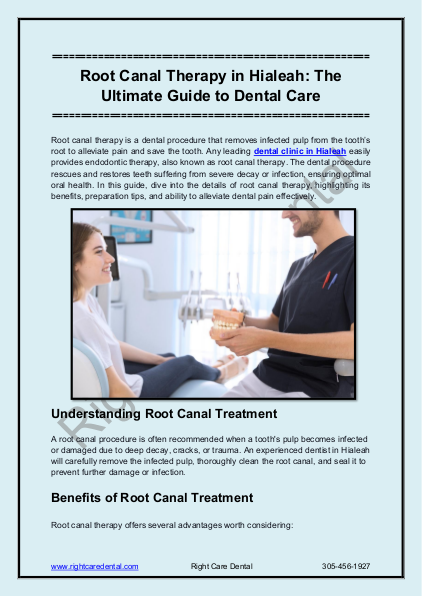 Ultimate Guide to Root Canal Therapy Hialeah