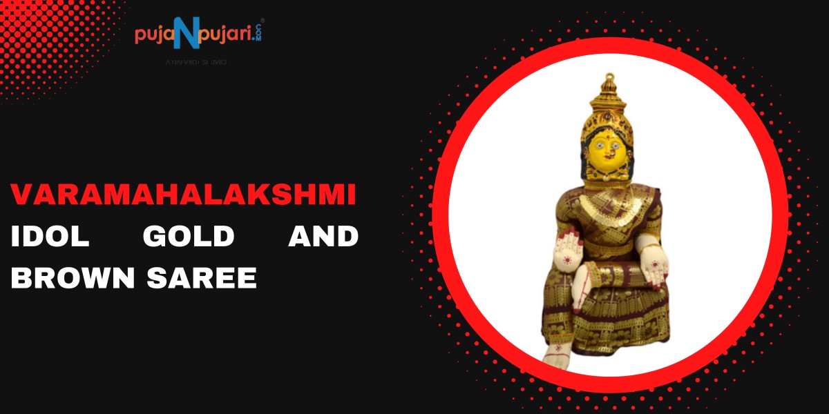 Varamahalakshmi Idol Gold and Brown Saree: Symbolism and Tradition