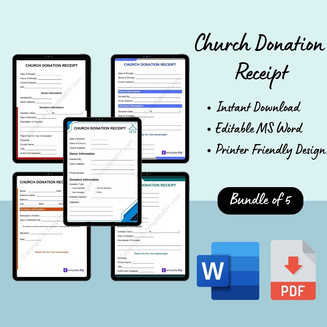 Church Donation Receipt Template Printable [Pdf & Word]