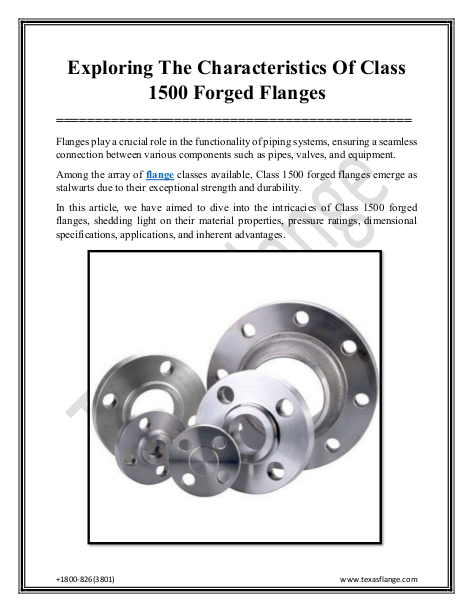 Exploring The Characteristics Of Class 1500 Forged Flanges