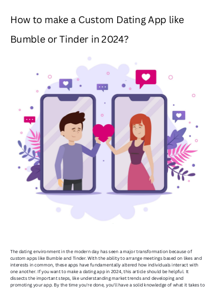 How to make a Custom Dating App like Bumble or Tinder in 2024