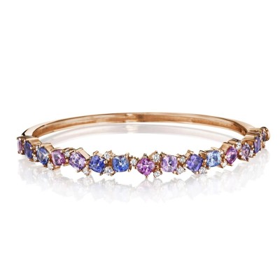 Penny Preville 18K Rose Gold Bracelet with Rainbow Colored Sapphires and Round Diamond Profile Picture