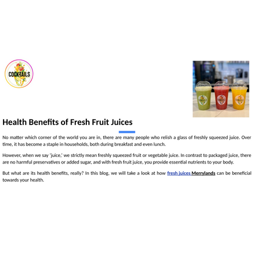 Health Benefits of Fresh Fruit Juices
