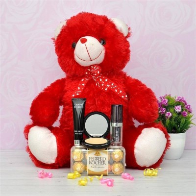 Red Teddy with Chocolates and Cosmetics Yuvaflowers Profile Picture