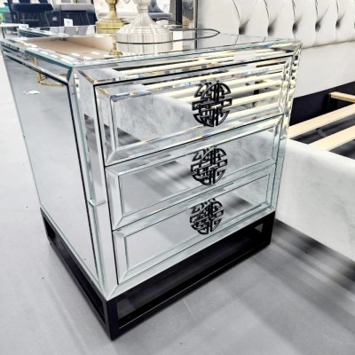 Athens Mirrored Bedside Table - Black - 2 sizes available Profile Picture