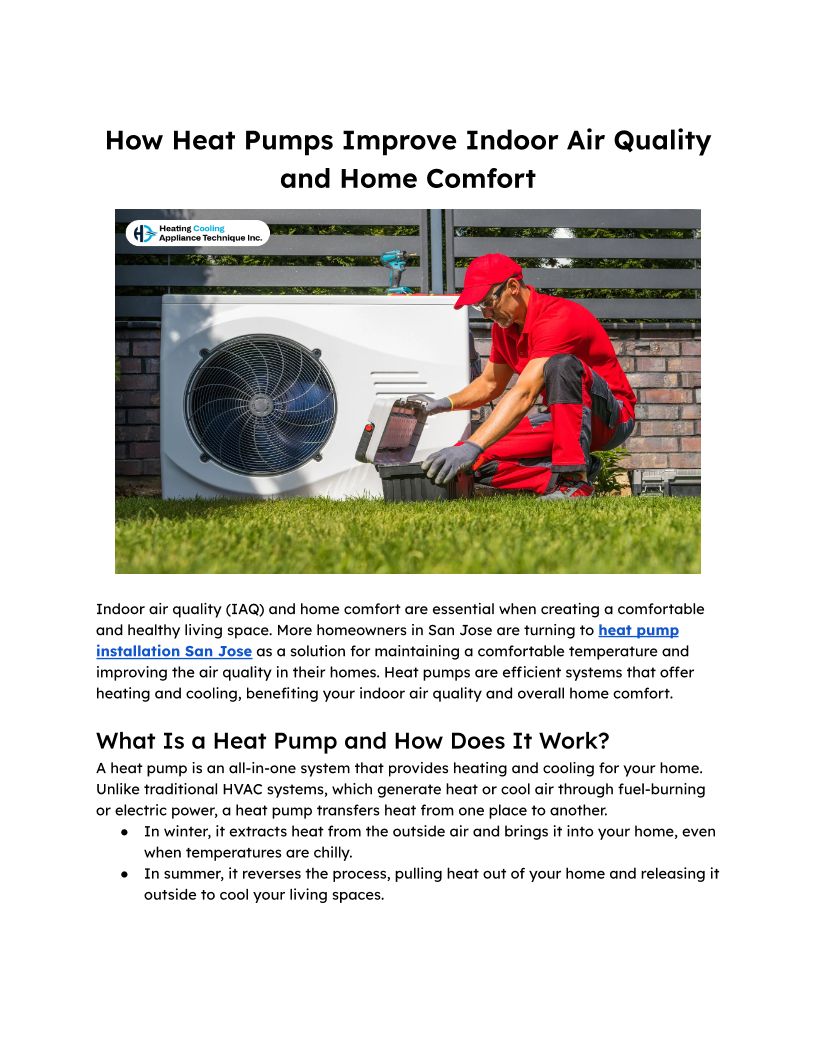 How Heat Pumps Improve Indoor Air Quality And Home Comfort PDF