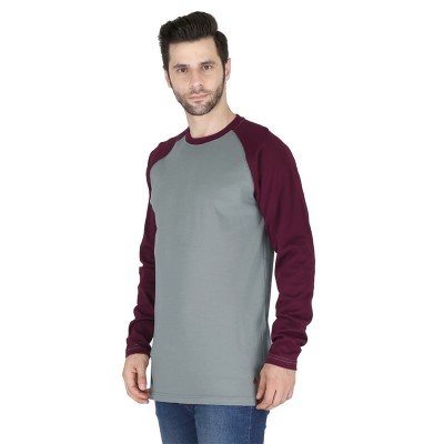 Forge Fr Men's Grey & Burgundy Baseball Long Sleeve T-shirt Profile Picture