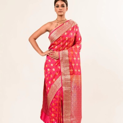 Orange Pink Brocade Katan Silk Handloom Banarasi Saree Profile Picture