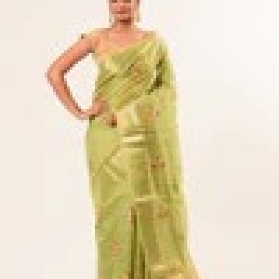 Light Green Hand Embroidered Linen Saree Profile Picture