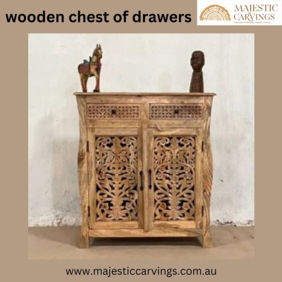 Handmade Solid Hard Wood French Style 2 Doors & 2 Drawers Cabinet Natural Profile Picture