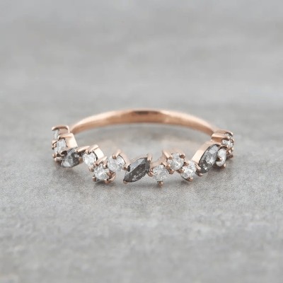 Salt and Pepper Diamond Ring - Grey Stone Wedding Band Profile Picture